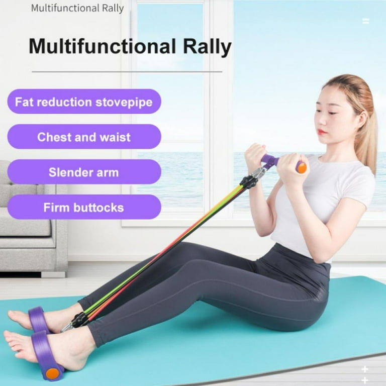 Multifunction Tension Rope 5 Tube Elastic Yoga Pedal Puller Resistance Band Natural Latex Tension Rope Fitness Equipment for Abdomen Waist Arm Leg