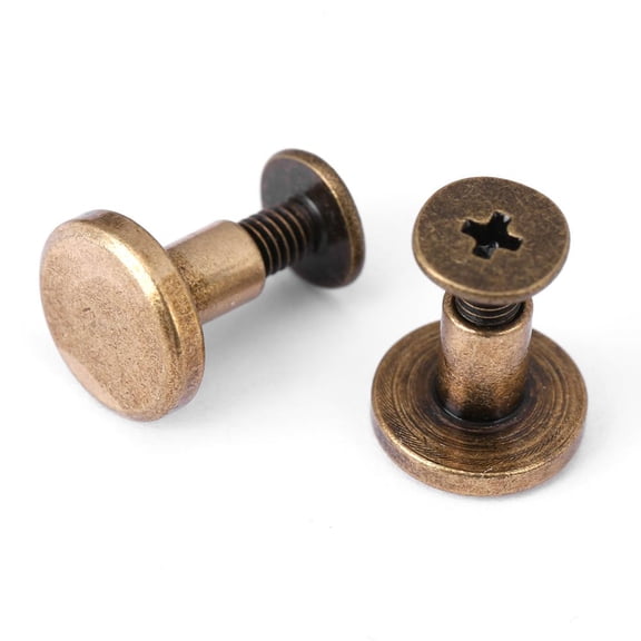 Mgaxyff Flat Head Rivets,20pcs Flat Head Copper Brass Screws Nuts Nails Rivets Leather Cap Accessory, Brass Rivets