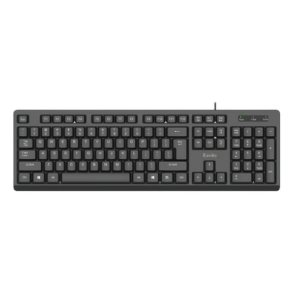 Eassky Computer keypads, Wired Computer Keyboard – Basic Black Keyboard - with 4.5ft USB-A Cable, 104-keys