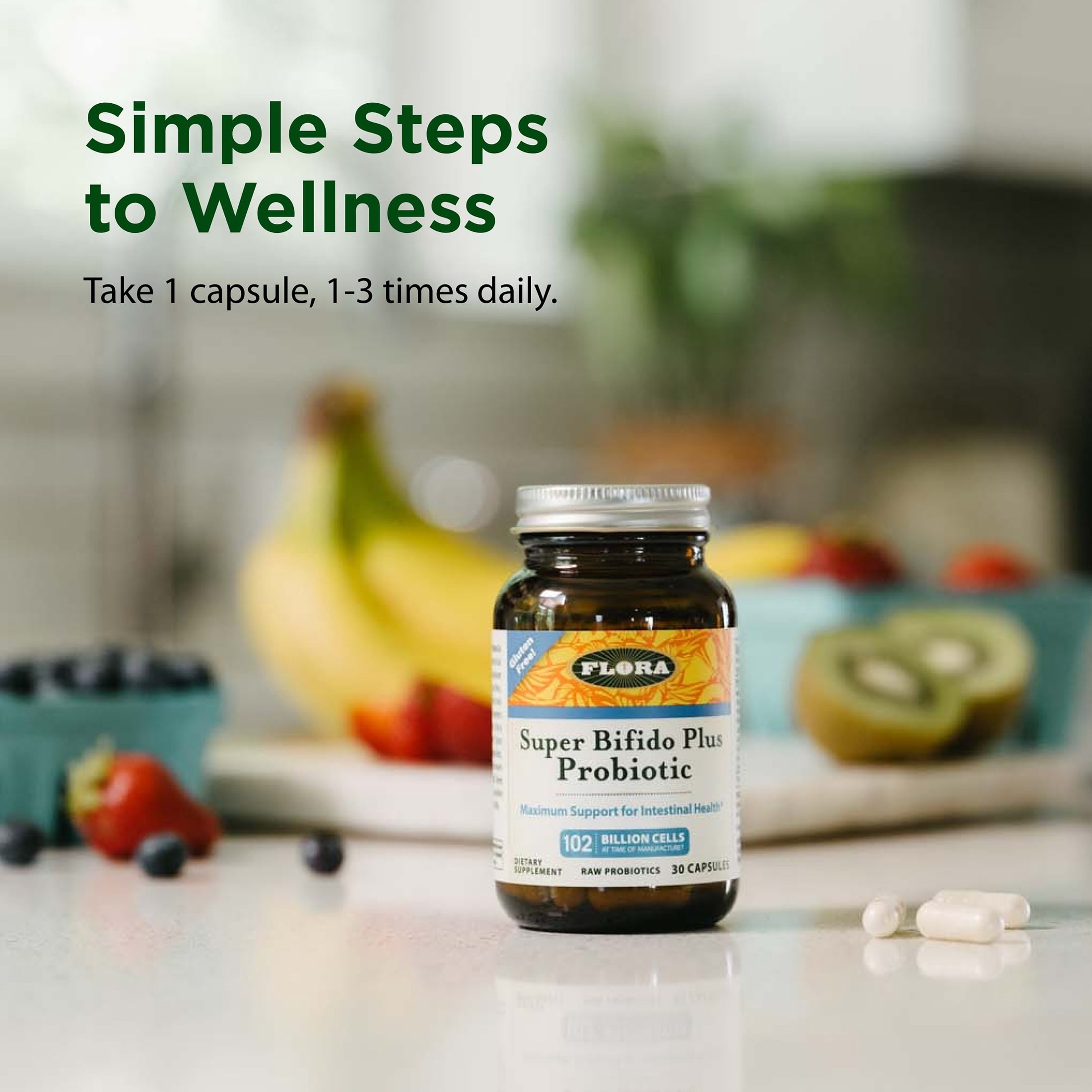 Flora Super Bifido Plus 102 Billion CFU, Raw Probiotics for Men & Women, Bifidobacterium, Lactobacillus, Digestion, IBS, Immune System, Gut Balance Supplements - 30 Vegetarian Capsules