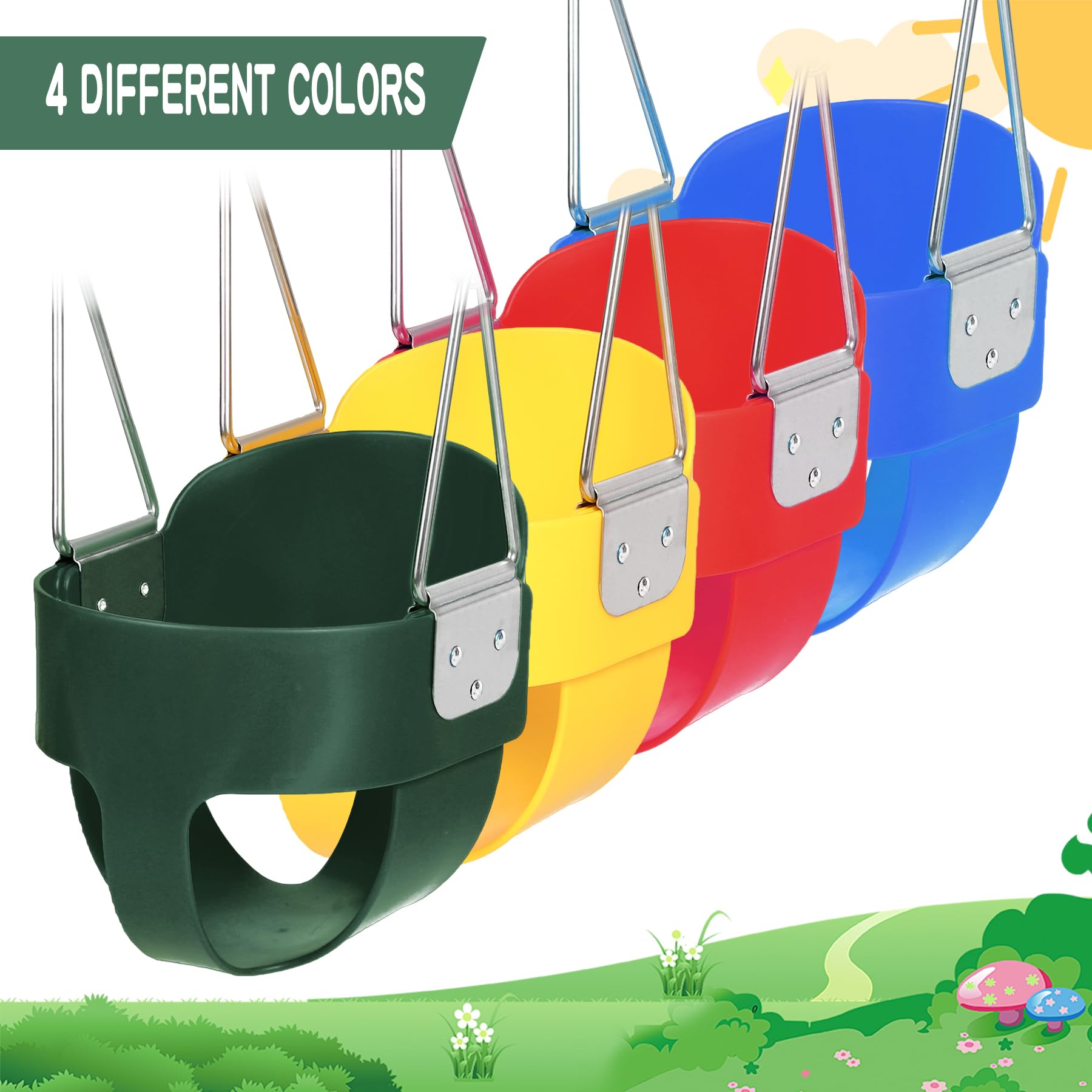 RedSwing High Back Toddler Bucket Swing Seat with Coated Chains, Heavy Duty Kids Swing Seat Fully Assembled for Outdoor, Playground, Backyard
