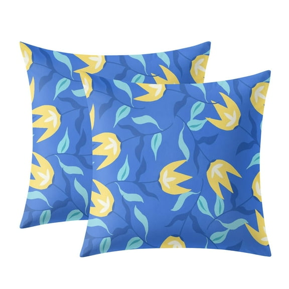 Peach Skin Velvet Yellow Tulip Throw Pillow Covers for Decorative Couch Pillows for Living Room,Boho Cute Outdoor Pillows Covers for Patio Garden16x16 Inches
