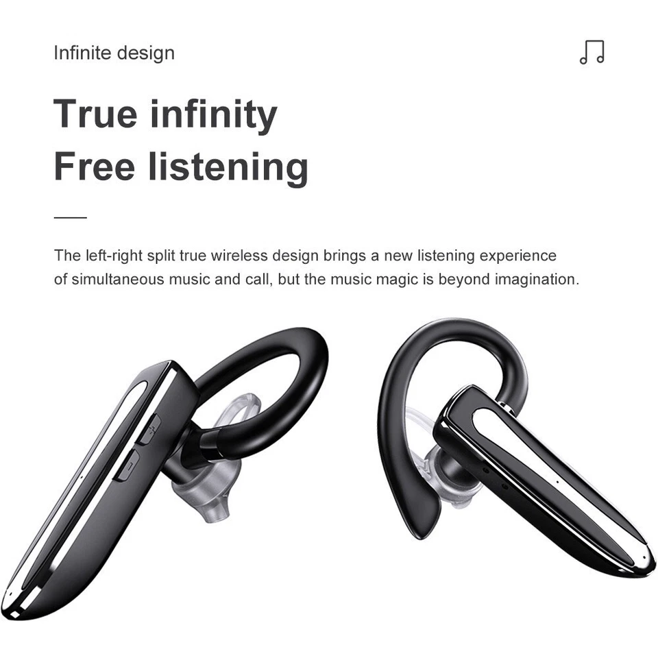 Bluetooth 5.3 Wireless Earpiece Headset Driving Trucker Earbuds Noise Cancelling