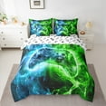 thumbnail image 4 of Feelyou Cartoon Game Console Twin Bedding Sets 7-Piece, Green Blue Bedding Comforter Set, Video Game Lover Reversible Sheet Sets, Lightweight Room Decor, 4 of 7