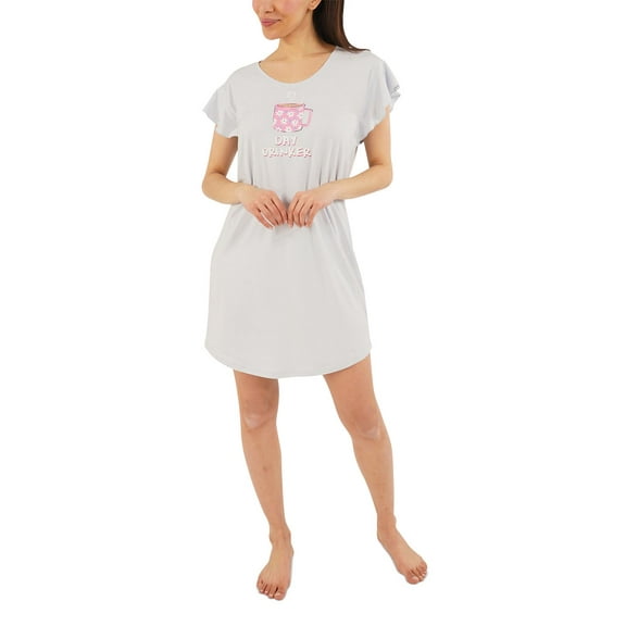 Munki Munki Day Drinker Sleep Shirt & Scrunchie Set Grey Size Large