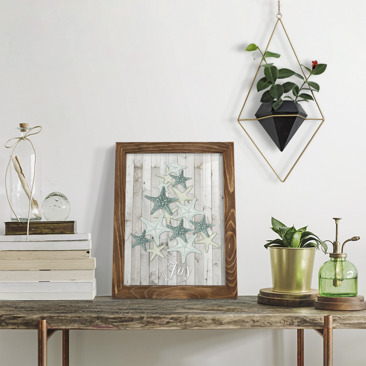 Coastal Christmas III -Framed Print w/glass-Walnut