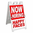 thumbnail image 1 of Now Hiring Happy Faces (24" X 36") Deluxe A-Frame Signicade, Includes Decal Applied To Stand, 1 of 4