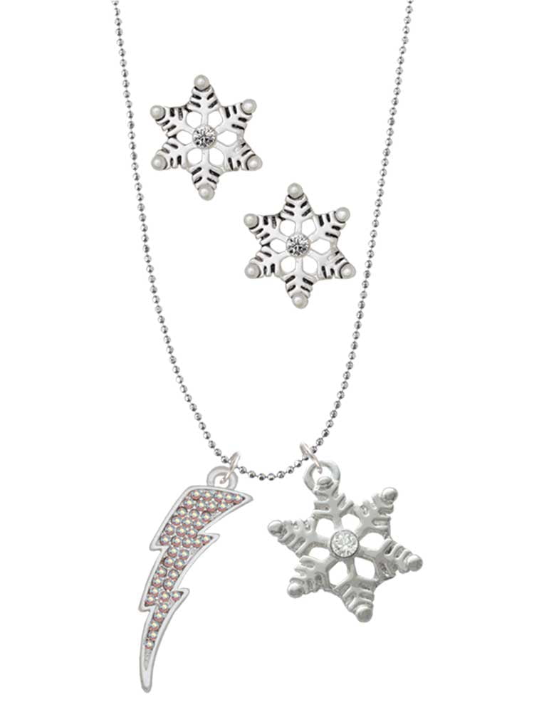 Delight Jewelry Silvertone Large Clear Ab Crystal Lightning Bolt Silver Tone Snowflake Charm Necklace And Stud Earrings Walmart Com Delight Jewelry Silvertone Large Clear Ab Crystal Lightning Bolt Silver Tone Snowflake Charm Necklace And Stud Earrings Walmart Com