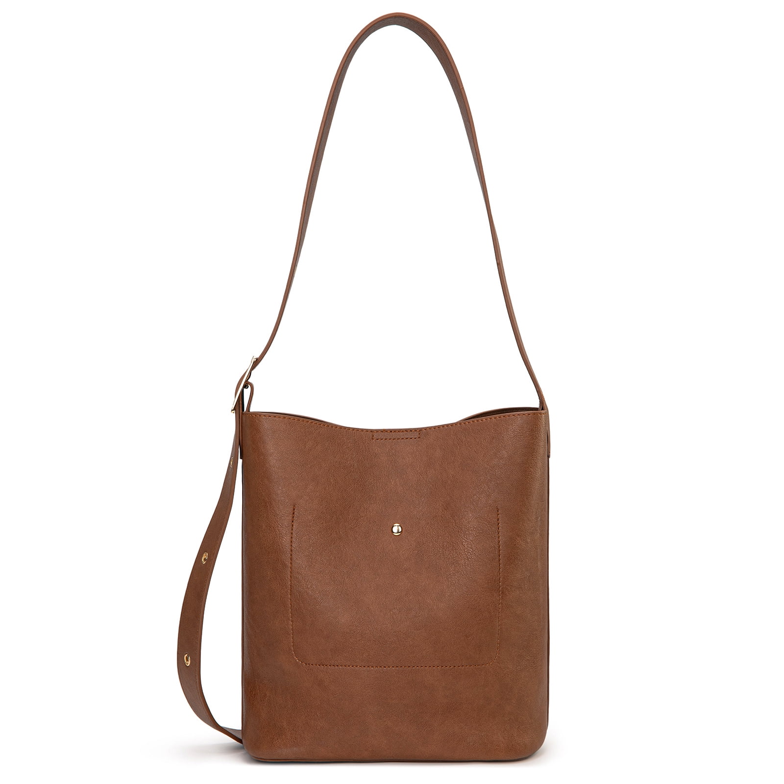 Montana West Medium Hobo Shoulder Bag for Women, 2PCS Slouchy Crossbody Purse with Zipper Pouch, Casual Bucket Handbag, Brown