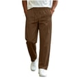 thumbnail image 2 of Mifsaly Mens Lightweight Pants Drawstring Elastic Waist Straight Leg Work Pants Breathable Golf Travel Business Casual Bottoms with Pockets Brown,M, 2 of 7
