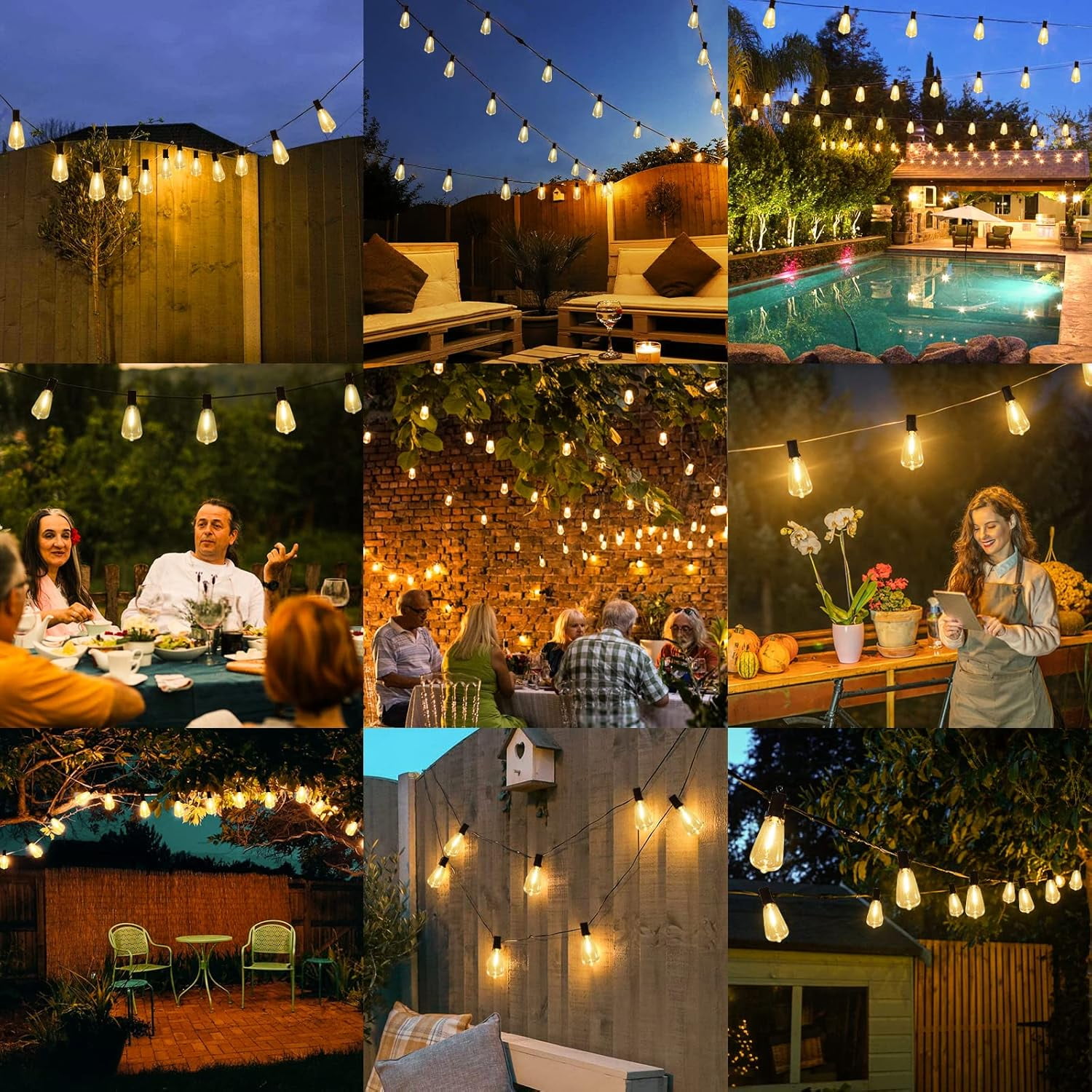 Nordic Hygge Outdoor String Lights, 50FT