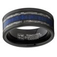 thumbnail image 2 of Metal Masters Mens Tungsten Wedding Band Ring Carbon Fiber Blue Wood Inlay 9mm Comfort-Fit 14.5, 2 of 5