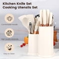 thumbnail image 3 of Kitchen Utensil Set, Kitchen Knife Set with Block & 11 PCS Cooking Utensils Set,Heat Resistant Silicone Utensils, 6 Piece Sharp Stainless Steel Chef Knives with Whisk and Cutting Board (White), 3 of 8