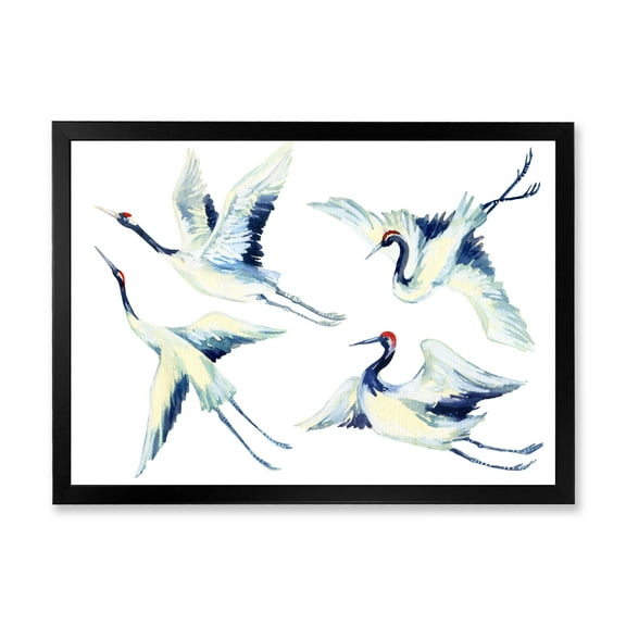 Designart 'Asian Crane Bird Impression II' Traditional Framed Art Print