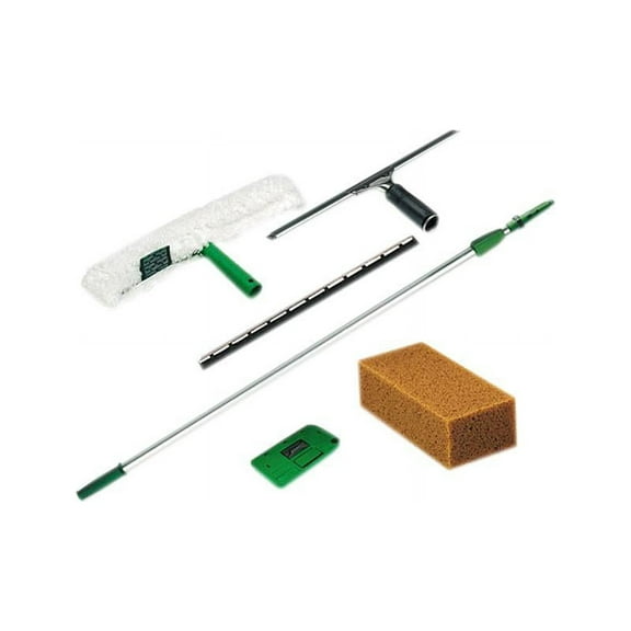 Unger Pro Window Cleaning Kit w/8ft Pole Scrubber Squeegee Scraper Sponge PWK00