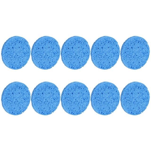 EeaseMX 10 esponjas desmaquillantes de pulpa de madera, compresas cosméticas, esponjas para el lavado facial (azul)