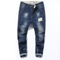 thumbnail image 5 of SWSMCLT Men's Straight Fit Faded Jeans Chic Ankle Length Tapered Leg Denim Pants Fashion Casual Stretch Cotton Light Ripped Destroyed Distressed Slim Fit Mid Rise Blue 32, 5 of 5