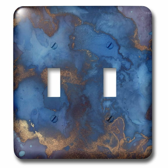 3dRose, Royal Blue and Faux Printed Copper Watercolor Splash, double toggle switch