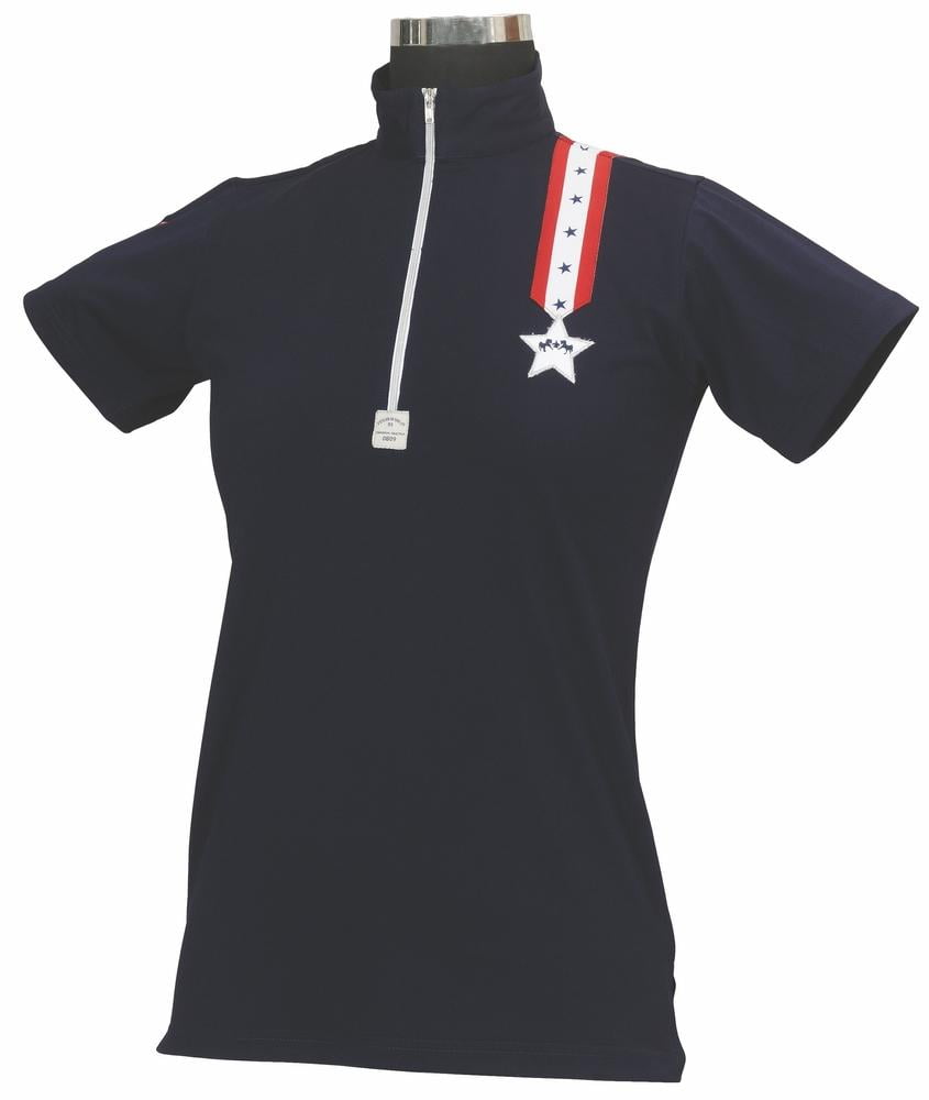 Equine Couture Girl's Stars and Stripes Short Sleeve Polo Shirt Equine Couture Girl's Stars and Stripes Short Sleeve Polo Shirt