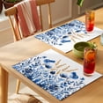thumbnail image 4 of Blue Flower Placemats Set of 2, Spring Vintage Botanical Plant Abstract Art Watercolor Non-Slip Place Mats Washable Table Mats for Kitchen Dining Table Decorations Indoor/Outdoor, 4 of 9