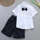 thumbnail image 4 of Odeerbi Niños 2 Piezas Caballero Traje Formal Preppy Vestido de Manga Corta Camisa y Traje Pantalones Cortos Conjunto de Uniforme Escolar, 4 of 9