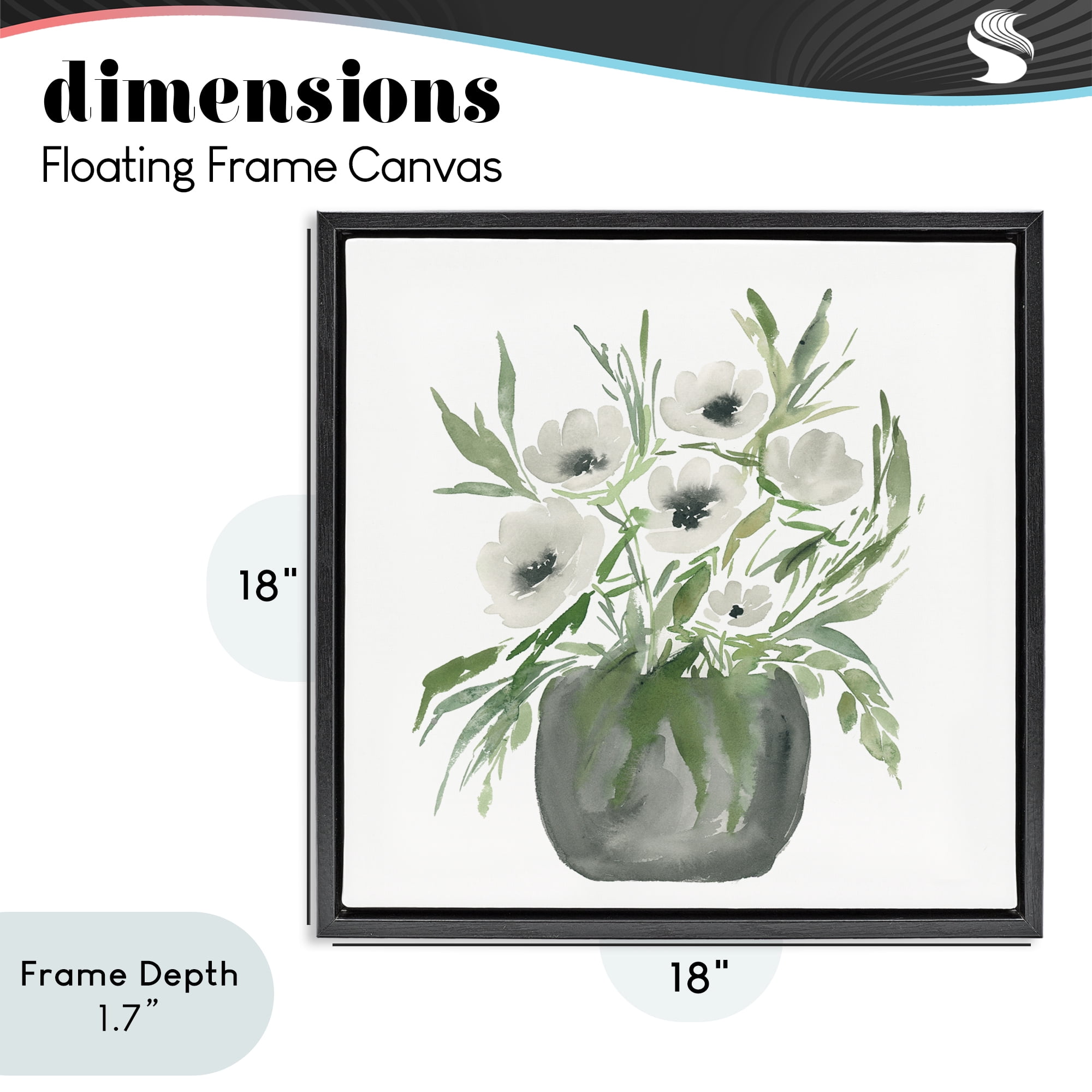 Stupell Industries Soft White Anemones Black Framed Floater Canvas Wall Art, design by Lucille Price