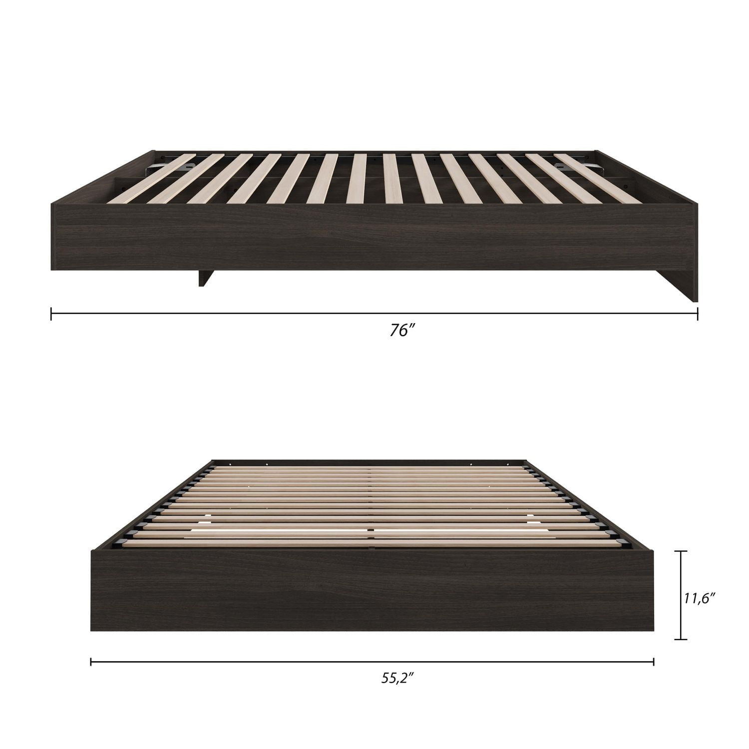 Lit plateforme double Tribeca de Nexera en ébène