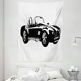 thumbnail image 1 of Cars Tapestry, Silhouette Classic Sport Car Ac Cobra Roadster American Antique Engine Autosport, Wall Hanging for Bedroom Living Room Dorm Decor, 60W X 80L Inches, Black White, by Ambesonne, 1 of 2