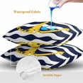 thumbnail image 4 of Throw Pillow Covers 18x18 Inch Set of 2, Navy Ripple Waterproof Outdoor Pillow Covers, Yellow Anchor Navy White Waves Aesthetics Decorative Cushion Pillowcases for Couch, Sofa, Bed, Garden, Patio, 4 of 9