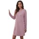 thumbnail image 5 of Vestidos de otoño para mujer con botones laterales y cuello redondo, vestido tipo túnica con vuelo, vestidos casuales (rosa), L, 5 of 6