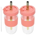 thumbnail image 5 of Here's a well structured product description for your item:\n\n \n\n**2pcs Reusable Transparent Glass with Silicone Sleeve and – Heat Resistant & Slip, 5 of 5