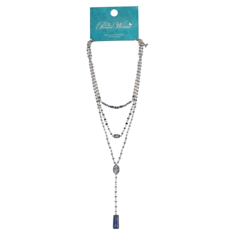 The Pioneer Woman Long Layered Y-Necklace with Blue Crystal The Pioneer Woman Long Layered Y-Necklace with Blue Crystal