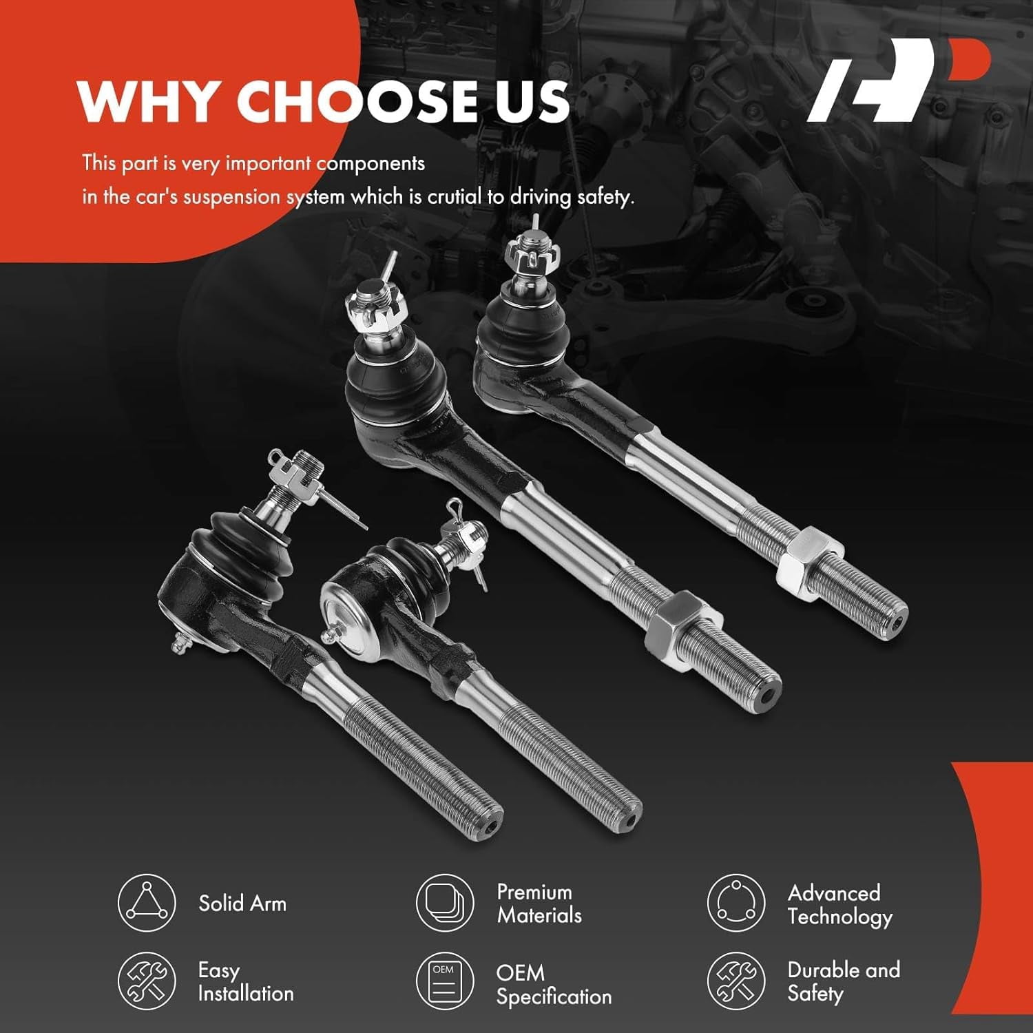 A-Premium 4Pcs Front Inner Outer Tie Rod End Kit Compatible with Ford F-150 F150 1997-2003 F-250 F-150 Heritage Expedition Lincoln Blackwood Navigator