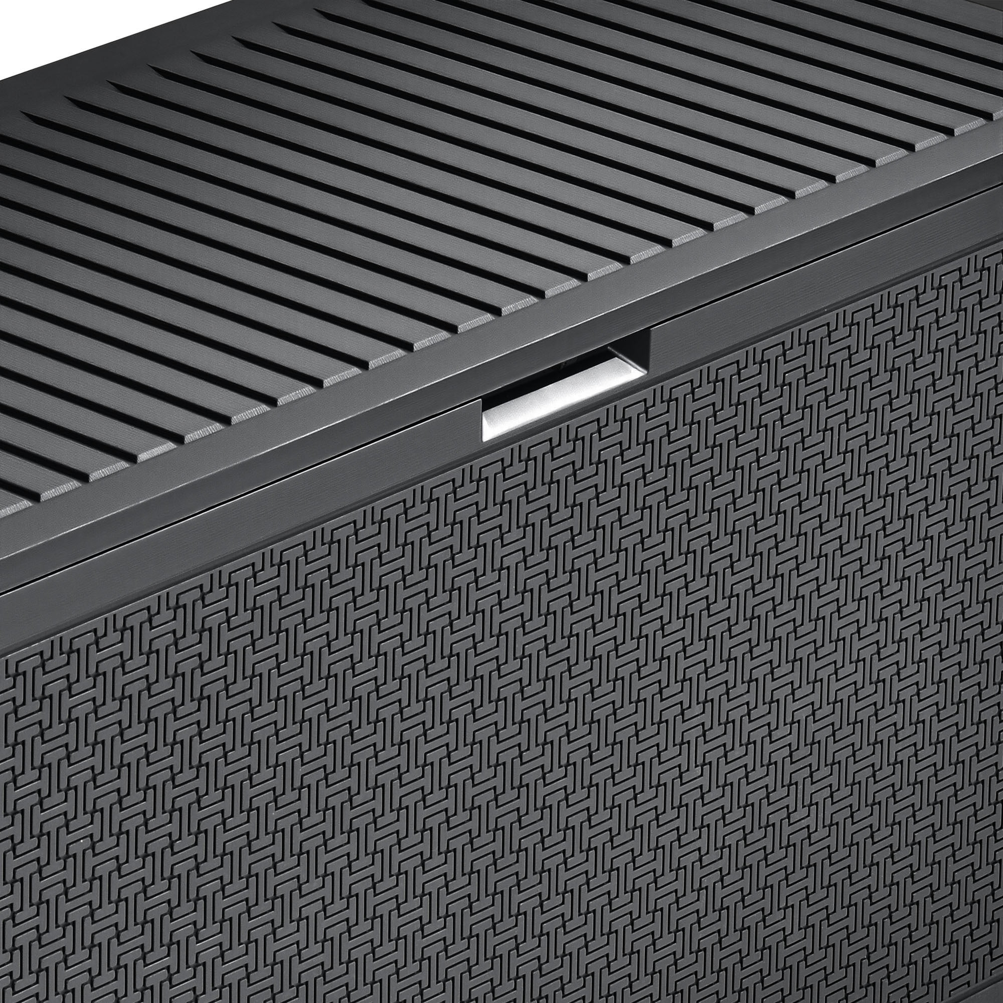 Uforic 90 Gallon Resin Deck Box, Waterproof UV Protected Lockable Outdoor Storage with Handles for Patio Cushions & Garden Tools, Black
