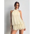 thumbnail image 3 of Women's Solid Color Casual Halter Mini Bubble Dress, Summer Dresses For Women, 3 of 10