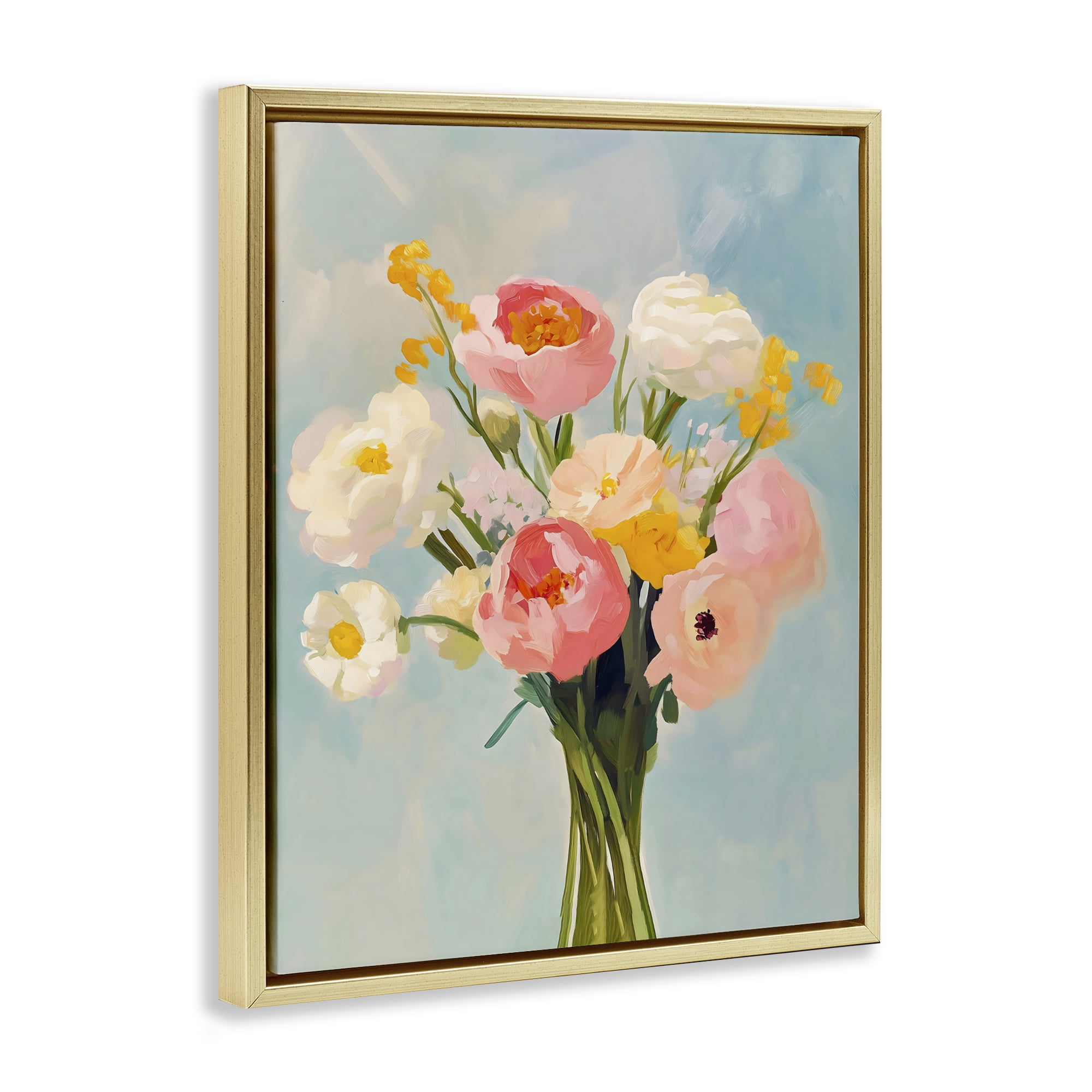 Stupell Industries Eclectic Floral Bouquet Gold Framed Floater Canvas Wall Art, design by The Prints Vibe