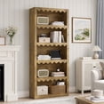 thumbnail image 4 of Fnova 5-Tier Open Bookcase, 70" Tall Bookshelf with Scalloped Edges, Modern Display Shelves Storage Organizer for Living Room, Home Office, Brown, 4 of 13