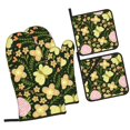 thumbnail image 3 of ZNDUO Oven Mitts and Pot Holders Sets, Yellow Flowers Rose Butterfly Pattern Non-Slip Cooking Oven Mitt, 3 of 8