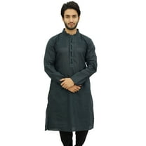 Atasi Men's Party Wear Linen Kurta Pyjama Set Gray Ethnic Shirt-Small