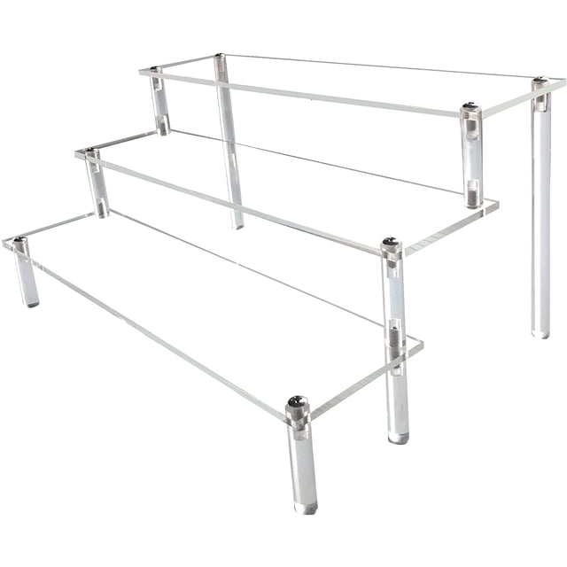 Acrylic Riser,Clear Display Risers Stand Perfume Organizer Cologne Acrylic Shelves 3 Tiered Cupcake Shelf for Amiibo Funko POP Figures Food Desserts Holder Collection Cosmetic Vendor Product