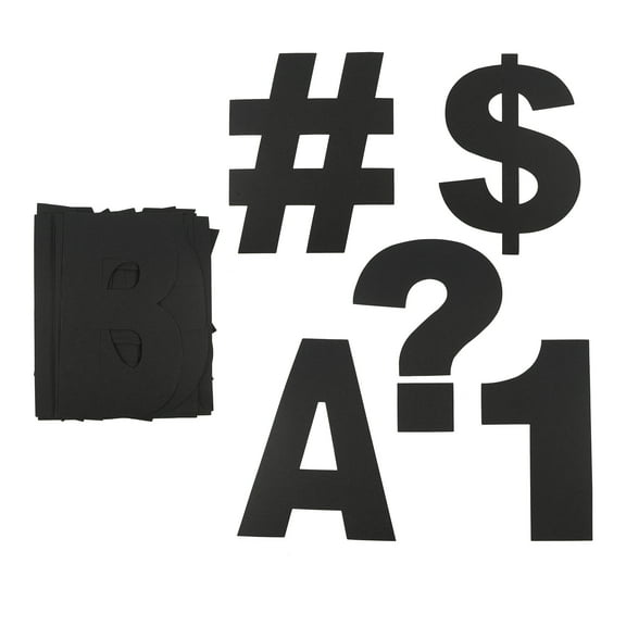 7" Black Project Letters - Numbers & Characters by B2C™ - 86 pcs