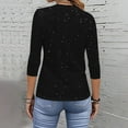 thumbnail image 6 of Staron Women's Casual Tops 3/4 Sleeve Round Neck Blouse Loose Comfy Fashion Basic Tee Shirt, Black M, 6 of 7