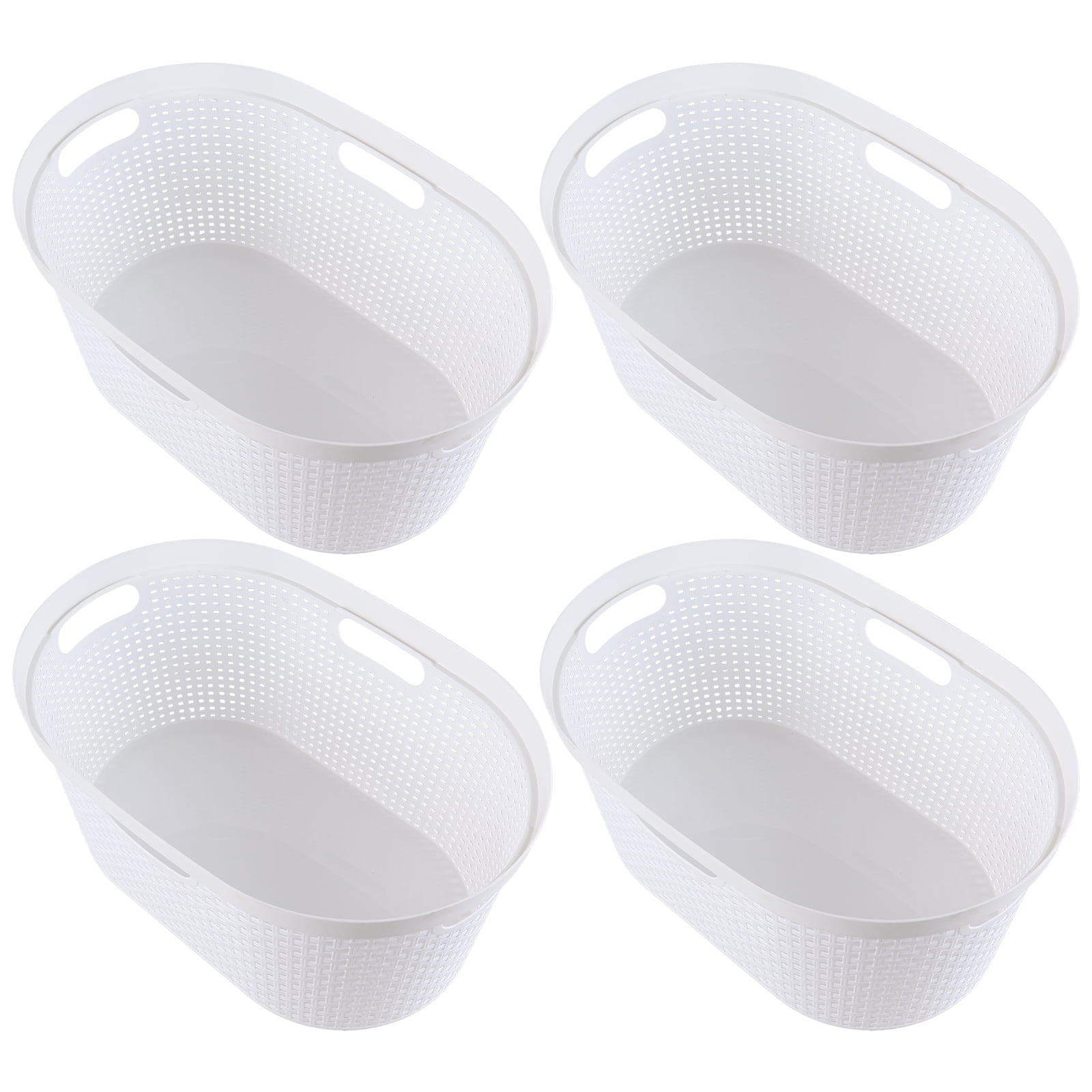 Yesdate 4 Pack Large Laundry Baskets for Dorm, Living Room, Bathroom & Laundry, Plastic Hamper Laundry Basket, 40L, White