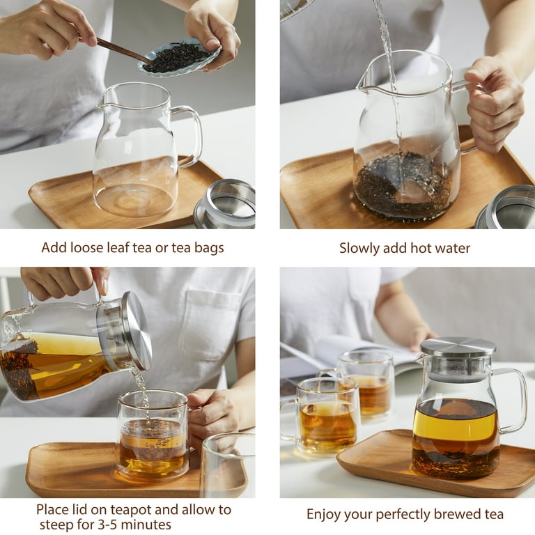 800ml/27oz Glass Tea Pot With Infuser For Brewing Loose Leaf Tea At Home
