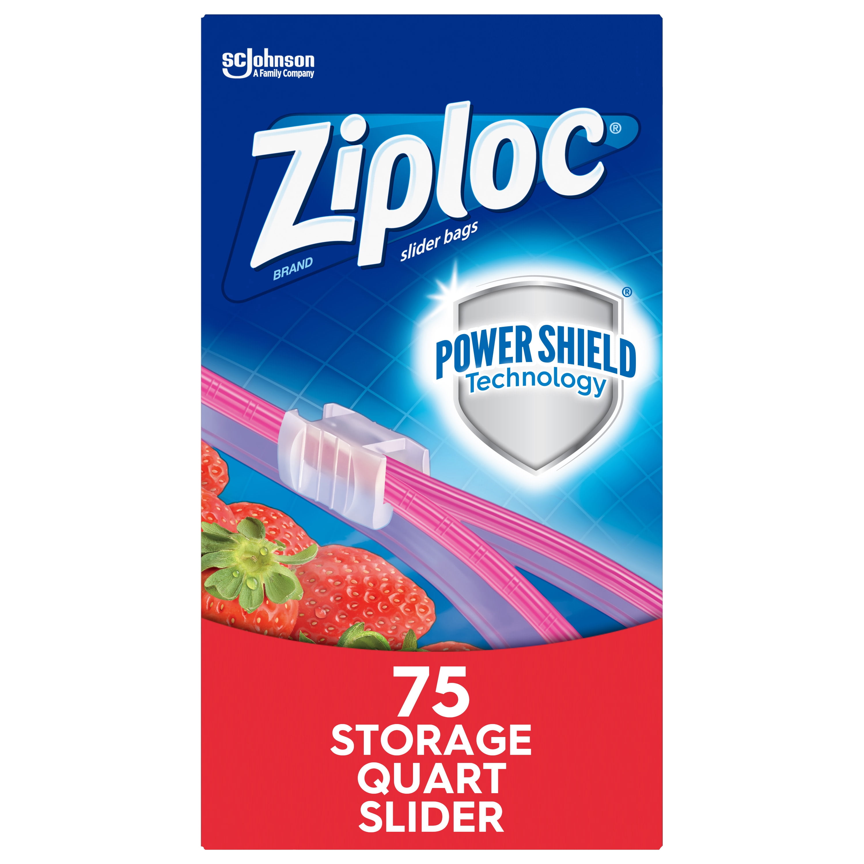 Ziploc® Brand Slider Storage Bags with Power Shield Technology, Quart, 50 Count