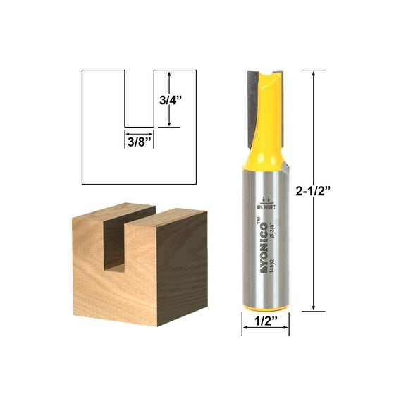 Yonico Straight/Dado Router Bit - 3/8"W x 3/4"H - 1/2" Shank - 14952