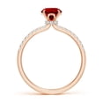 thumbnail image 2 of ANGARA Lab Grown 1 Ct Round Ruby Hidden Halo Engagement Ring for Women in 14K Rose Gold (Size-6mm) | July Birthstone, Birthday, Anniversary, Jewelry Gift for Women | Lab-Grown Ruby Ring, 2 of 8