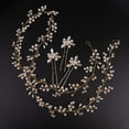 thumbnail image 4 of Maquillaje Novia Oro rosa y plata Oro Extra largo Perla y cuentas de cristal Enredadera para el cabello de novia Tocado de boda Accesorios para el cabello de novia Diadema Joyas para el cabello Acceso, 4 of 4