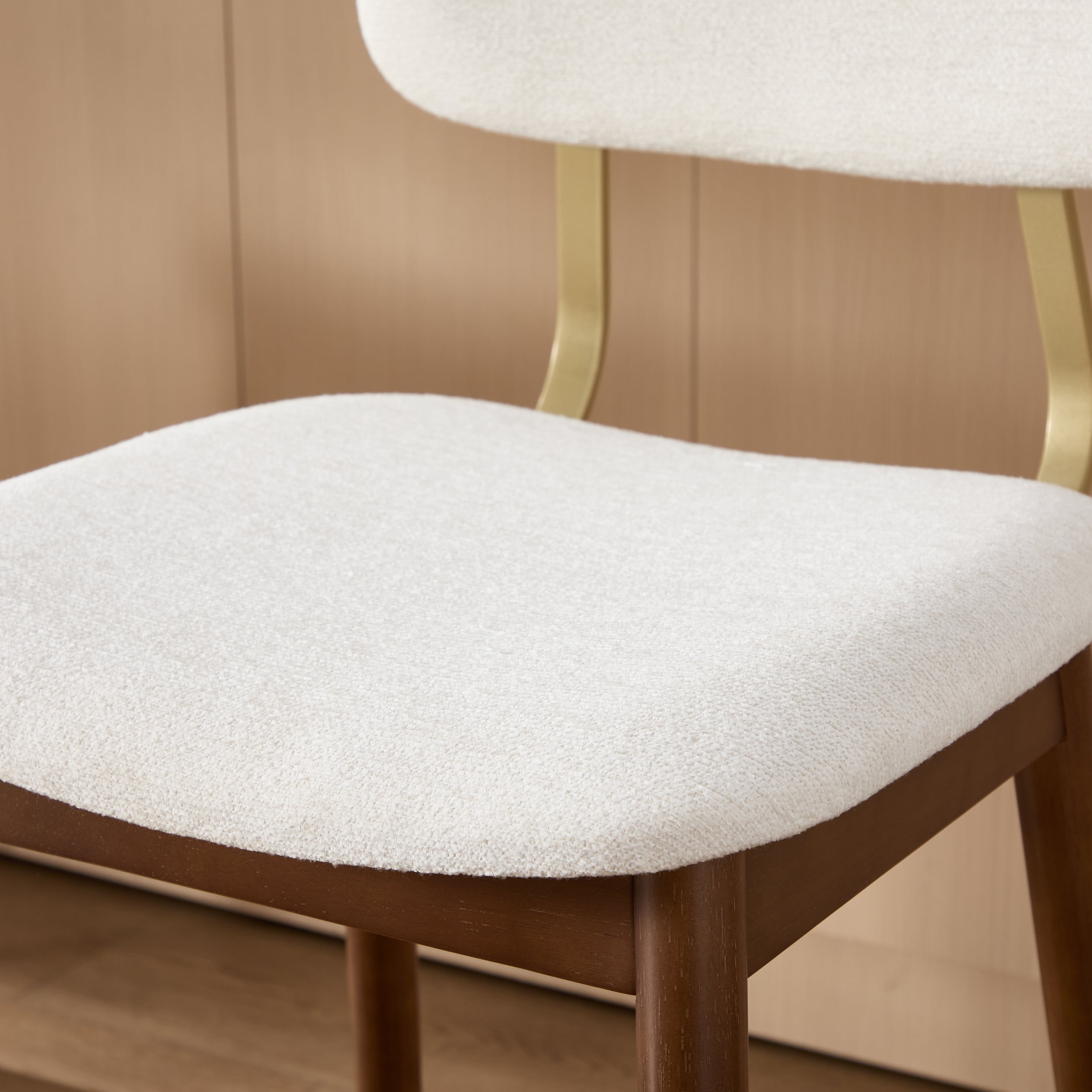Garitin Bar Stool Set of 2 and Counter Height Chairs, Wooden Fabric Upholstered Seating with Curved Backrest for Kitchen Bar, Beige