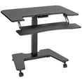 thumbnail image 1 of VIVO Bureau Debout Électrique Mobile Noir Réglable en Hauteur 36 Pouces Double Plateforme avec Roues, Table d'Espace Roulante, Poste de Travail Assis-Debout, Bureau-V111Vt, 1 of 5